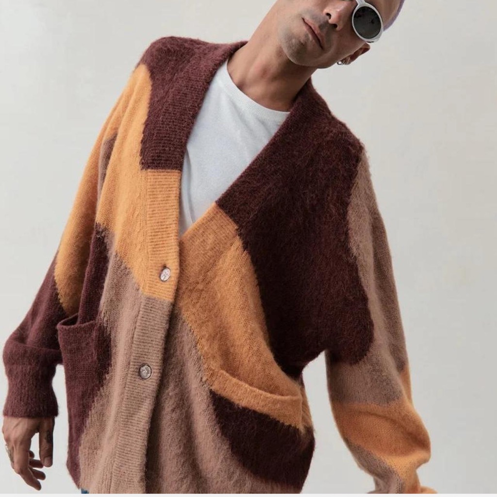 Nagnata Brown And Tan Cardigan Sweater